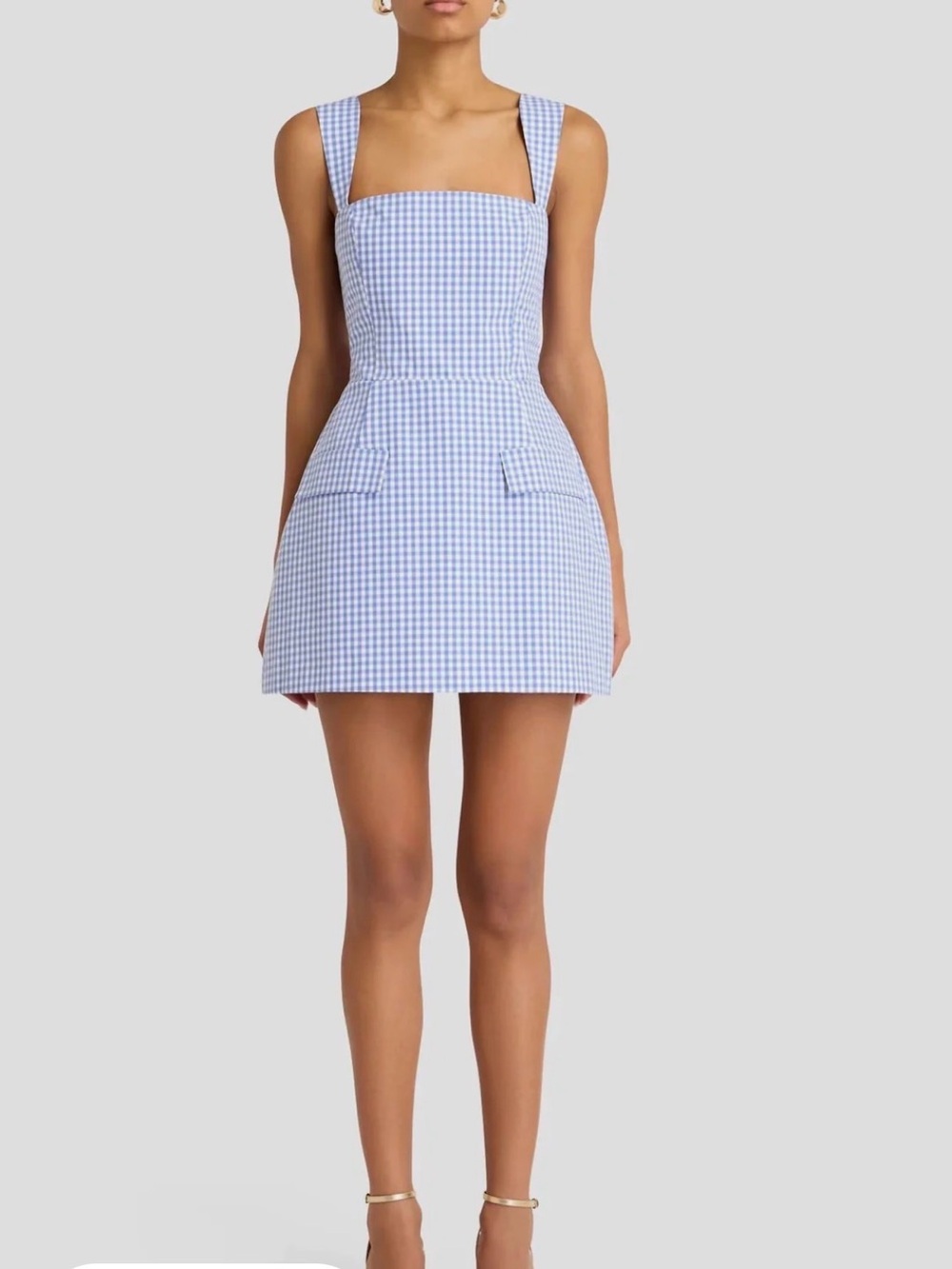 Amanda Checked Square-Neck Mini
Dress/romper with built in shorts